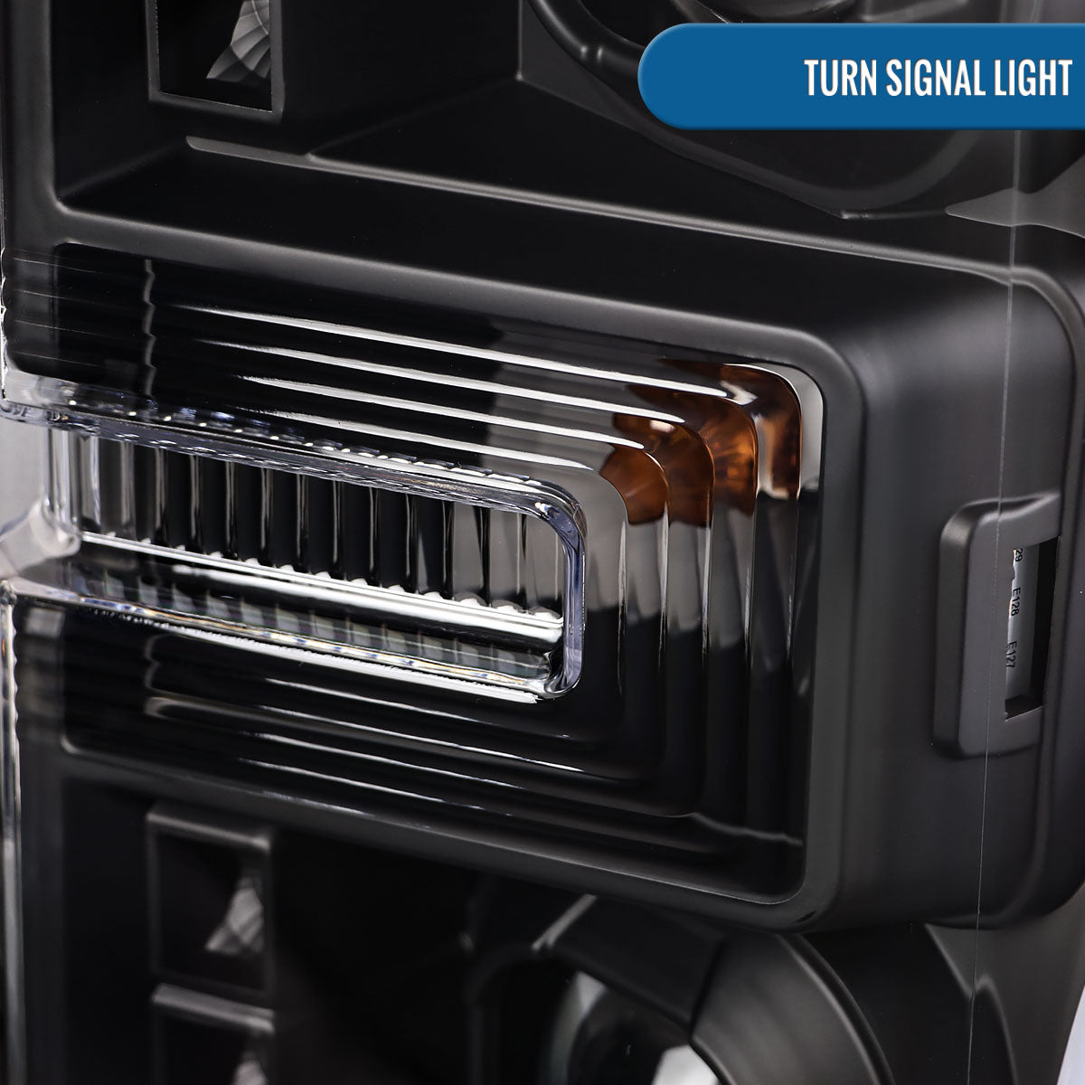 Ronnin - Fits 2017-2019 Ford F250 F350 F450 F550 Super Duty Halogen Projector Headlights Switchback LED Turn Signal Replacement Pair | Black