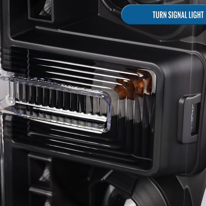 Ronnin - Fits 2017-2019 Ford F250 F350 F450 F550 Super Duty Halogen Projector Headlights Switchback LED Turn Signal Replacement Pair | Black