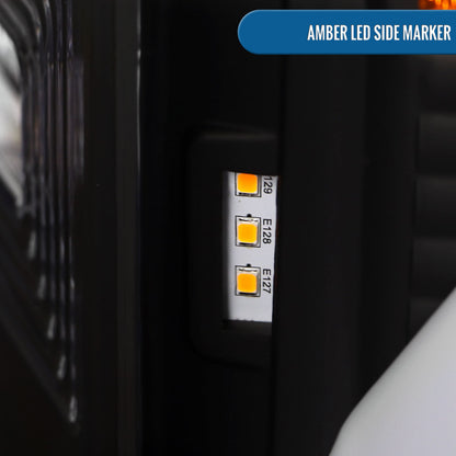 Ronnin - Fits 2017-2019 Ford F250 F350 F450 F550 Super Duty Halogen Projector Headlights Switchback LED Turn Signal Replacement Pair | Black