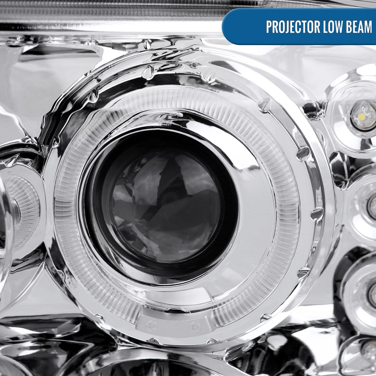 Ronnin - Fits 1999-2004 Ford F250 F350 F450 F550 Excursion US Spec Upgrade Replacement LED Dual Rims Projector Headlights Assembly Pair | Chrome