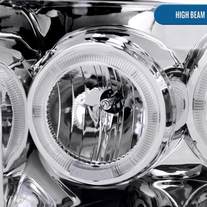 Ronnin - Fits 1999-2004 Ford F250 F350 F450 F550 Excursion US Spec Upgrade Replacement LED Dual Rims Projector Headlights Assembly Pair | Chrome