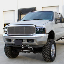 Ronnin - Fits 1999-2004 Ford F250 F350 F450 F550 Excursion US Spec Upgrade Replacement LED Dual Rims Projector Headlights Assembly Pair | Gloss Black