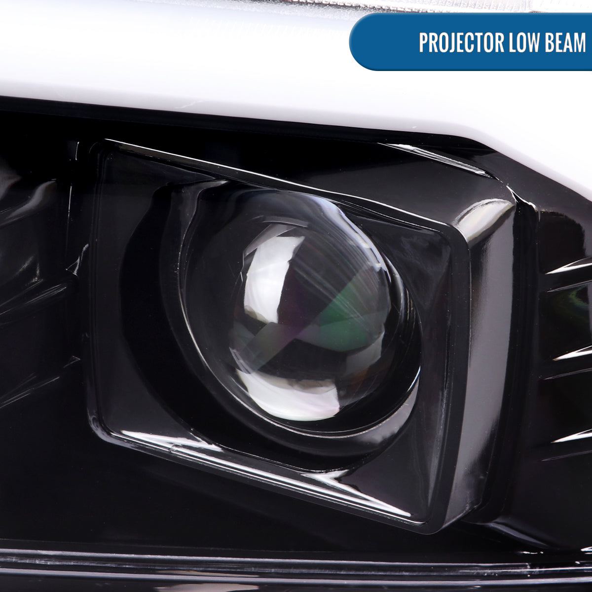 Ronnin - Fits 1999-2004 Ford F250 F350 F450 F550 Super Duty 2000-2004 Excursion Upgraded Replacement LED Running Lights Projector Headlights Assembly Pair | Gloss Black