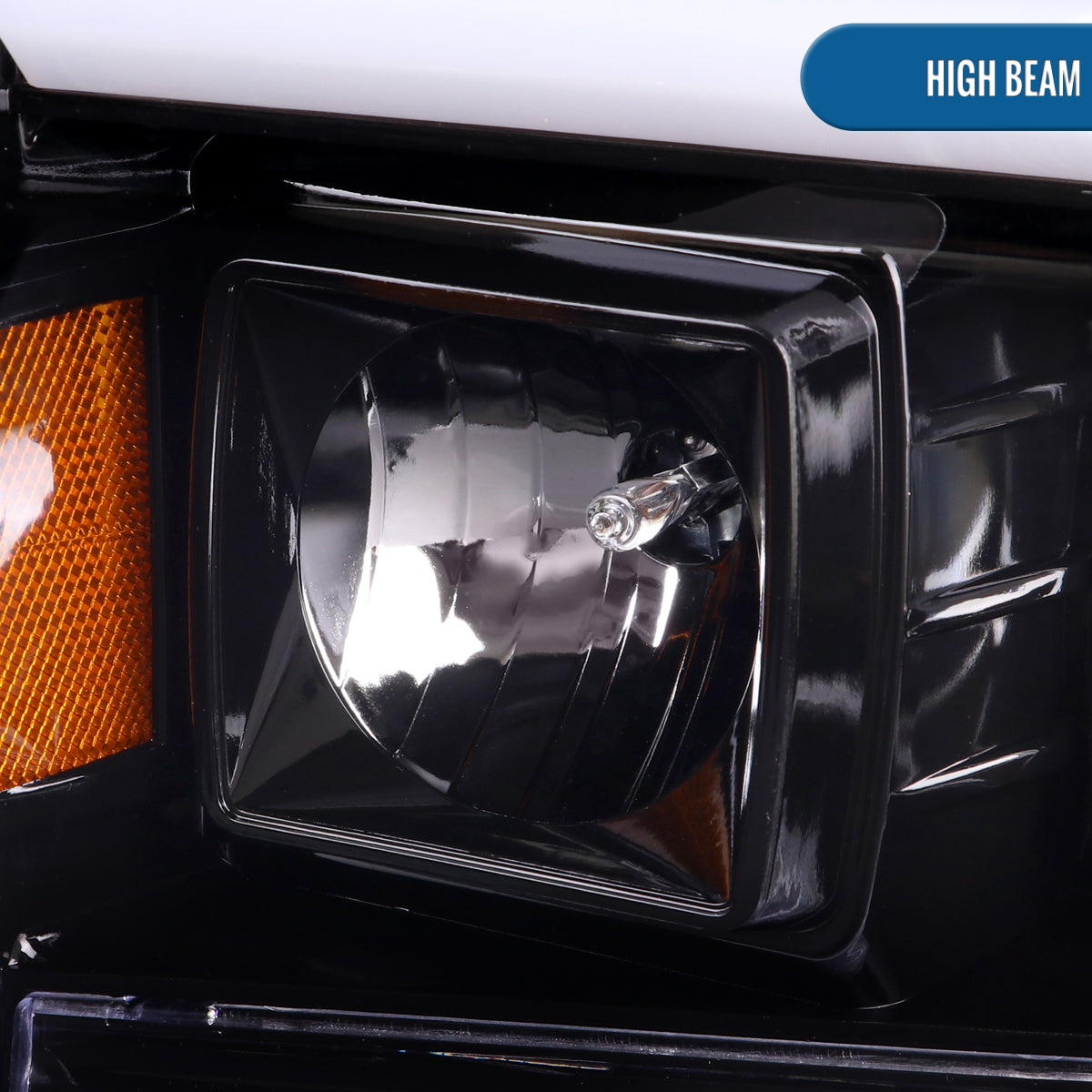 Ronnin - Fits 1999-2004 Ford F250 F350 F450 F550 Super Duty 2000-2004 Excursion Upgraded Replacement LED Running Lights Projector Headlights Assembly Pair | Gloss Black