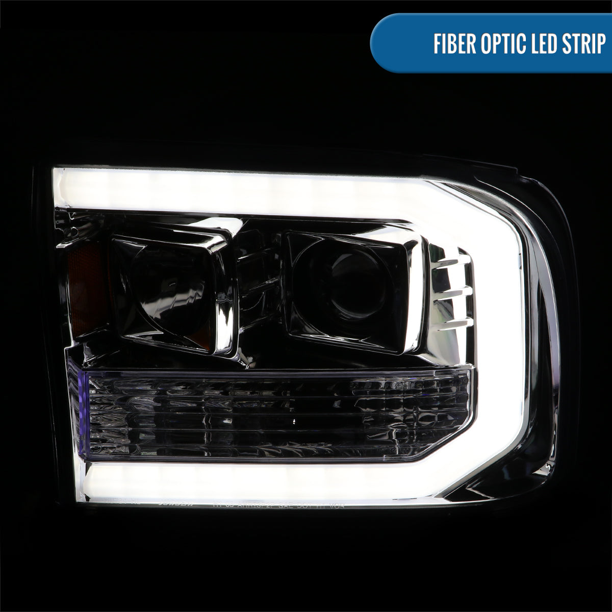 Ronnin - Fits 1999-2004 Ford F250 F350 F450 F550 Super Duty 2000-2004 Excursion Upgraded Replacement LED Running Lights Projector Headlights Assembly Pair | Chrome