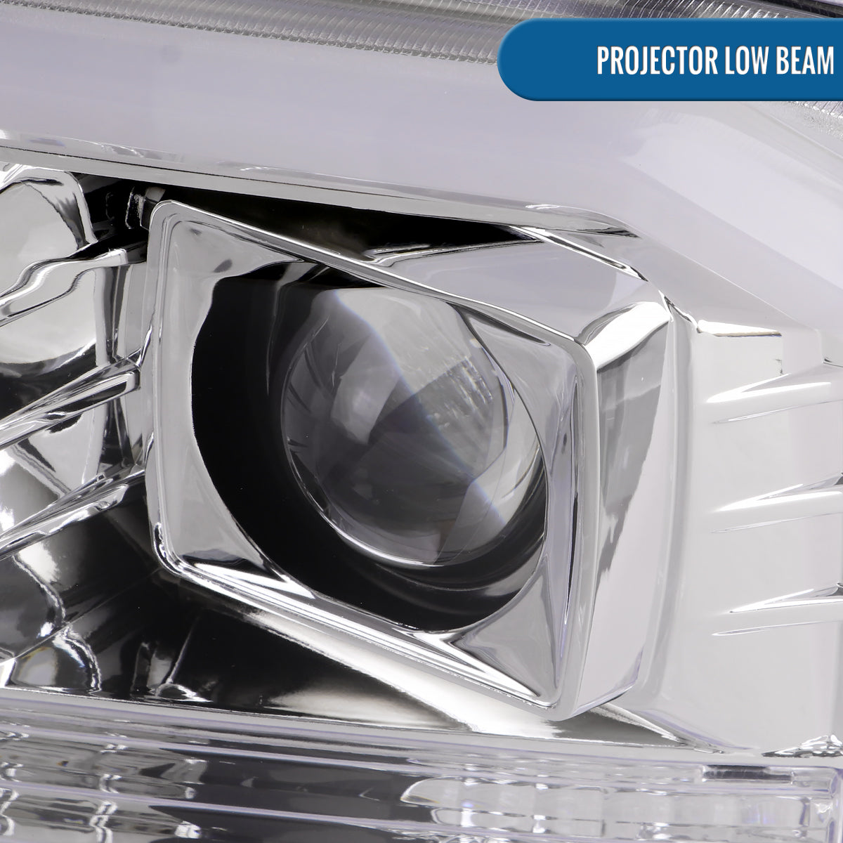 Ronnin - Fits 1999-2004 Ford F250 F350 F450 F550 Super Duty 2000-2004 Excursion Upgraded Replacement LED Running Lights Projector Headlights Assembly Pair | Chrome