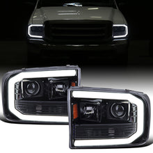 Ronnin - Fits 1999-2004 Ford F250 F350 F450 F550 Super Duty 2000-2004 Excursion Upgraded Replacement LED Running Lights Projector Headlights Assembly Pair | Black Smoke