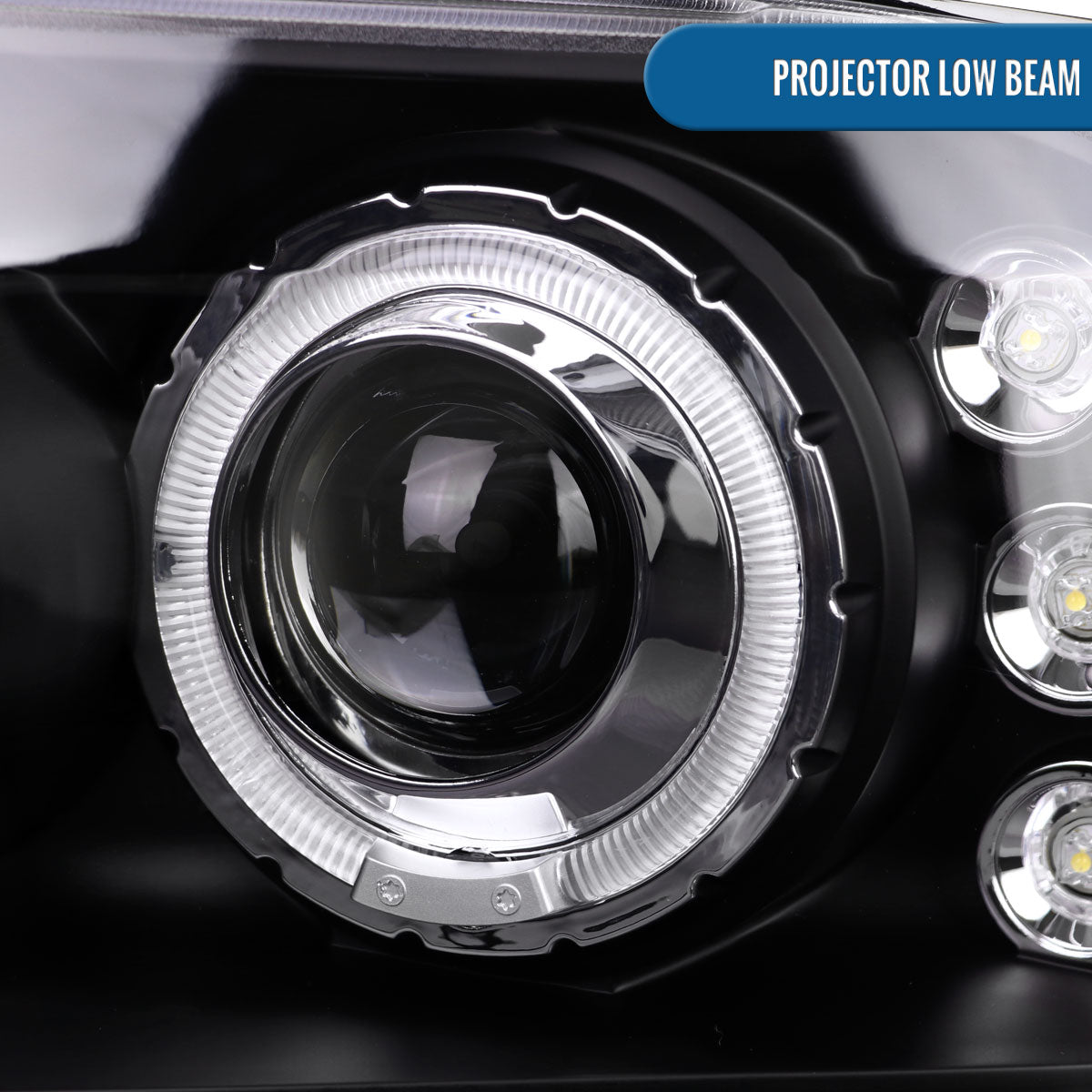 Ronnin - Fits 1999-2004 Ford F250 F350 F450 F550 Excursion US Spec Upgrade Replacement LED Dual Rims Projector Headlights Assembly Pair | Black