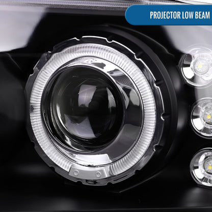 Ronnin - Fits 1999-2004 Ford F250 F350 F450 F550 Excursion US Spec Upgrade Replacement LED Dual Rims Projector Headlights Assembly Pair | Black