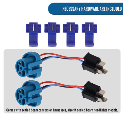 Ronnin - Fits 1999-2004 Ford F250 F350 F450 F550 Excursion US Spec Upgrade Replacement LED Dual Rims Projector Headlights Assembly Pair | Black
