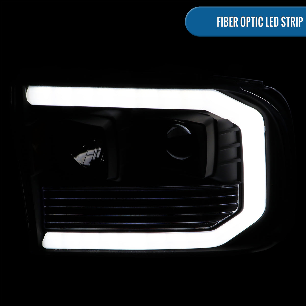 Ronnin - Fits 1999-2004 Ford F250 F350 F450 F550 Super Duty 2000-2004 Excursion Upgraded Replacement LED Running Lights Projector Headlights Assembly Pair | Black