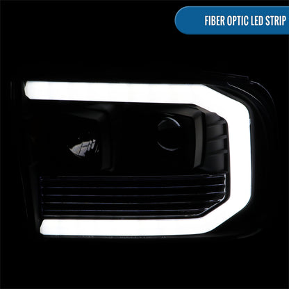 Ronnin - Fits 1999-2004 Ford F250 F350 F450 F550 Super Duty 2000-2004 Excursion Upgraded Replacement LED Running Lights Projector Headlights Assembly Pair | Black