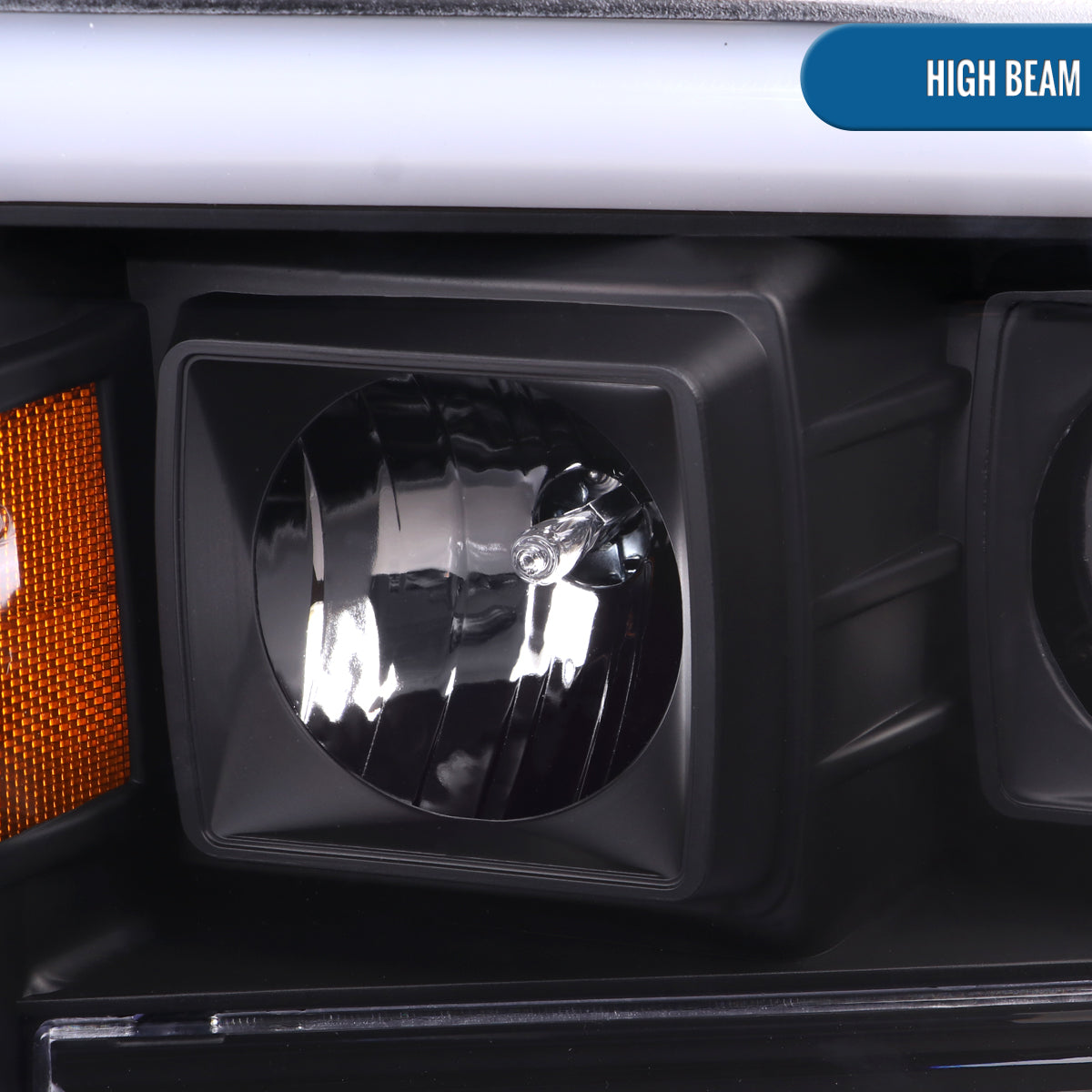 Ronnin - Fits 1999-2004 Ford F250 F350 F450 F550 Super Duty 2000-2004 Excursion Upgraded Replacement LED Running Lights Projector Headlights Assembly Pair | Black