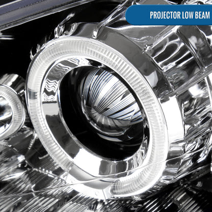 Ronnin - Fits 2000-2004 Ford Focus Upgrade Replacement LED Dual Rims Projector Headlights Assembly Pair | Chrome