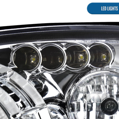 Ronnin - Fits 2000-2004 Ford Focus Upgrade Replacement LED Dual Rims Projector Headlights Assembly Pair | Chrome