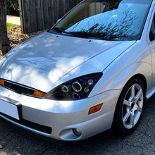 Ronnin - Fits 2000-2004 Ford Focus Upgrade Replacement LED Dual Rims Projector Headlights Assembly Pair | Black Smoke