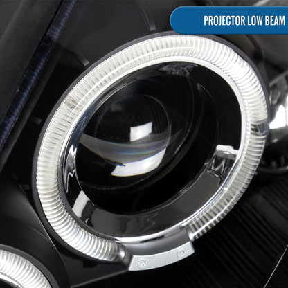 Ronnin - Fits 2000-2004 Ford Focus Upgrade Replacement LED Dual Rims Projector Headlights Assembly Pair | Black