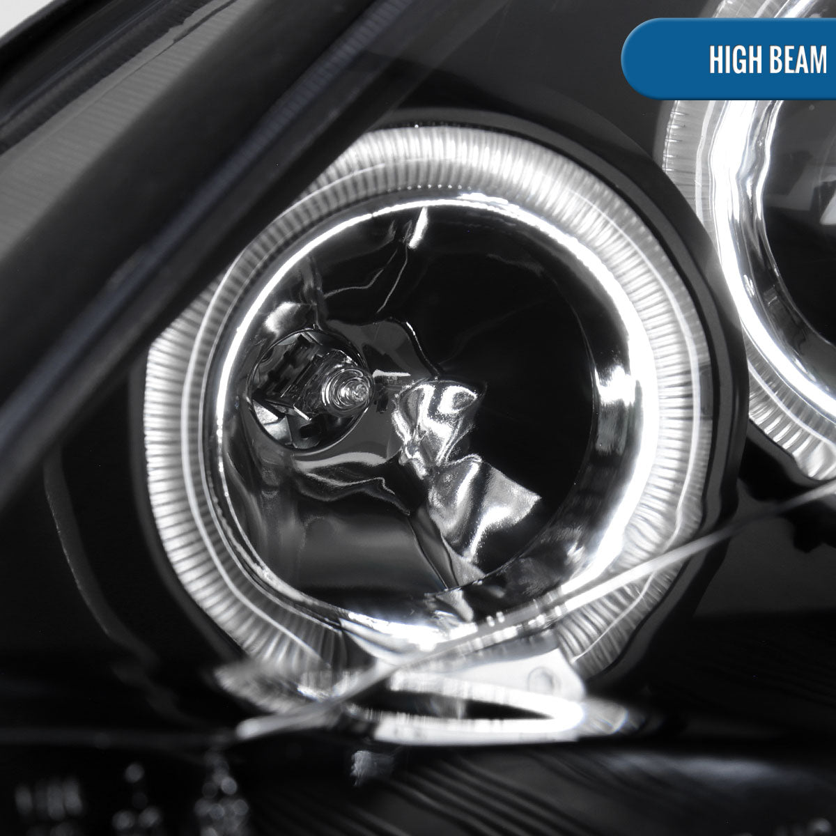 Ronnin - Fits 2000-2004 Ford Focus Upgrade Replacement LED Dual Rims Projector Headlights Assembly Pair | Black