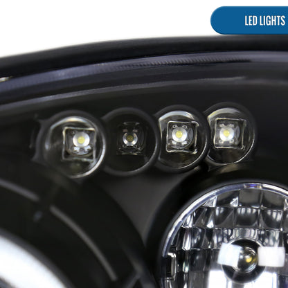 Ronnin - Fits 2000-2004 Ford Focus Upgrade Replacement LED Dual Rims Projector Headlights Assembly Pair | Black