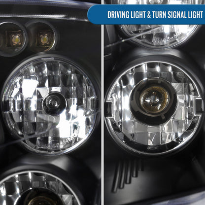 Ronnin - Fits 2000-2004 Ford Focus Upgrade Replacement LED Dual Rims Projector Headlights Assembly Pair | Black