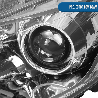 Ronnin - Fits 2012-2014 Ford Focus Upgrade Replacement LED Tube Projector Headlights Assembly Pair | Chrome