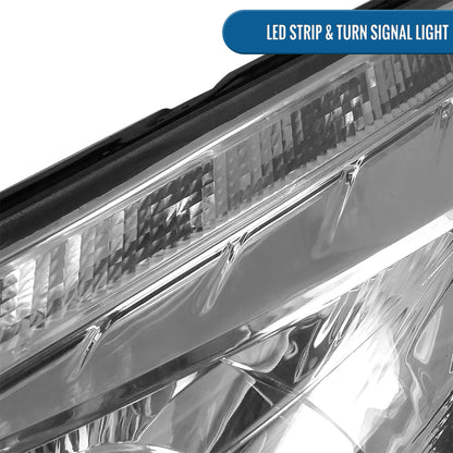 Ronnin - Fits 2012-2014 Ford Focus Upgrade Replacement LED Tube Projector Headlights Assembly Pair | Chrome