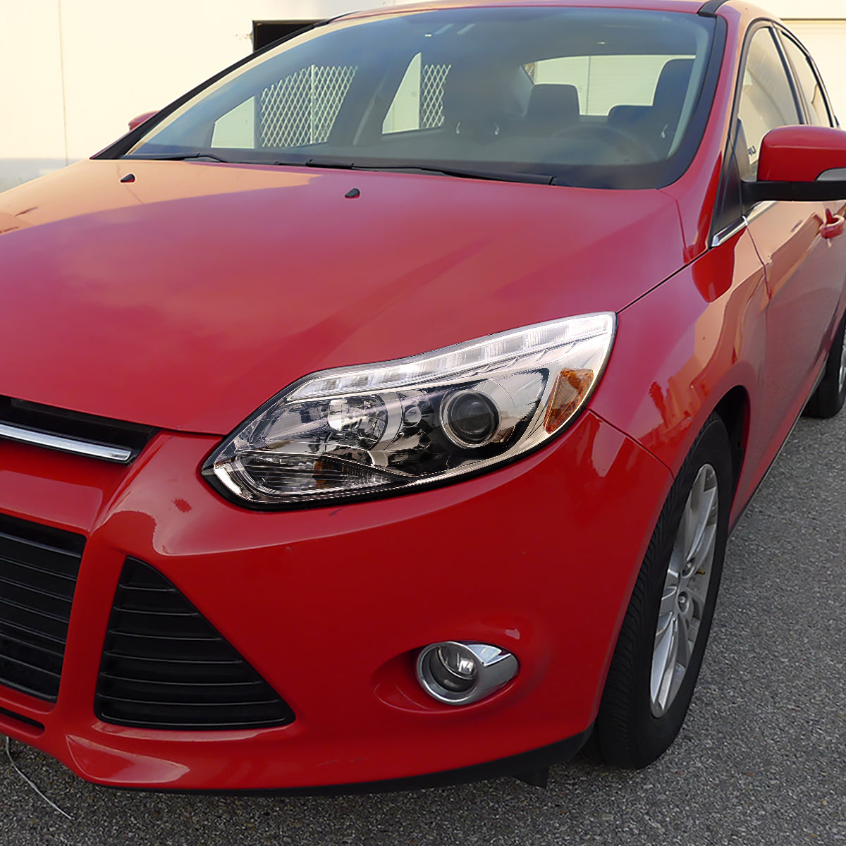 Ronnin - Fits 2012-2014 Ford Focus Upgrade Replacement LED Tube Projector Headlights Assembly Pair | Chrome