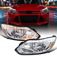 Ronnin - Fits 2012-2014 Ford Focus Upgrade Replacement LED Tube Projector Headlights Assembly Pair | Chrome