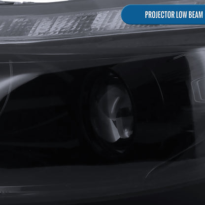 Ronnin - Se adapta a Ford Focus 2012-2014, faros delanteros de proyector con tubo LED de repuesto mejorado, par | Negro Ahumado