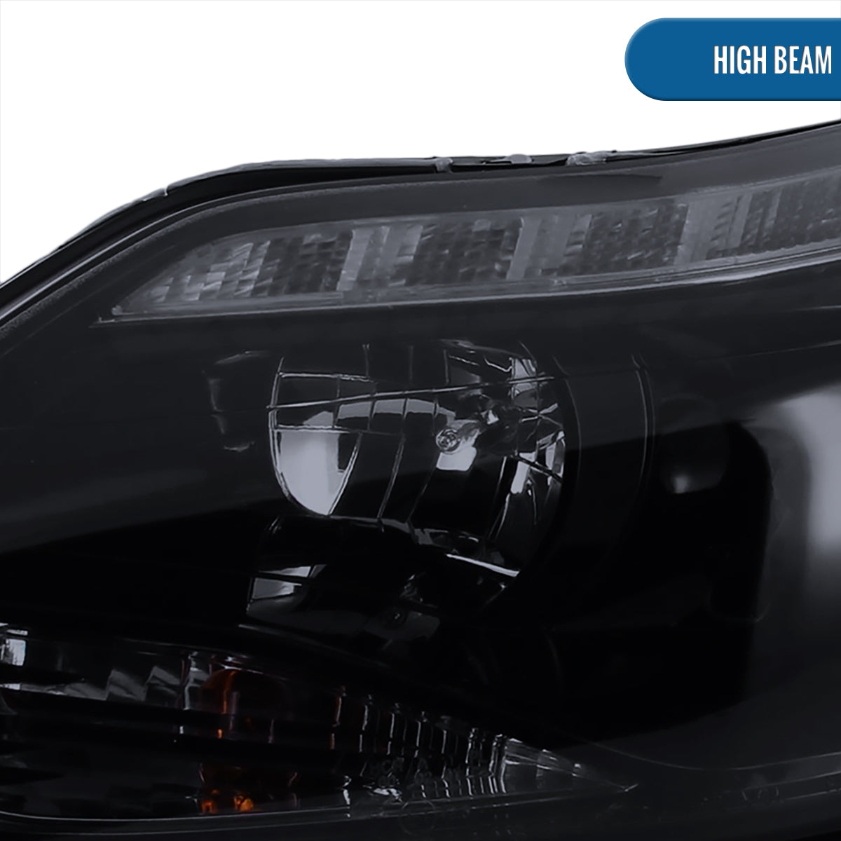 Ronnin - Se adapta a Ford Focus 2012-2014, faros delanteros de proyector con tubo LED de repuesto mejorado, par | Negro Ahumado