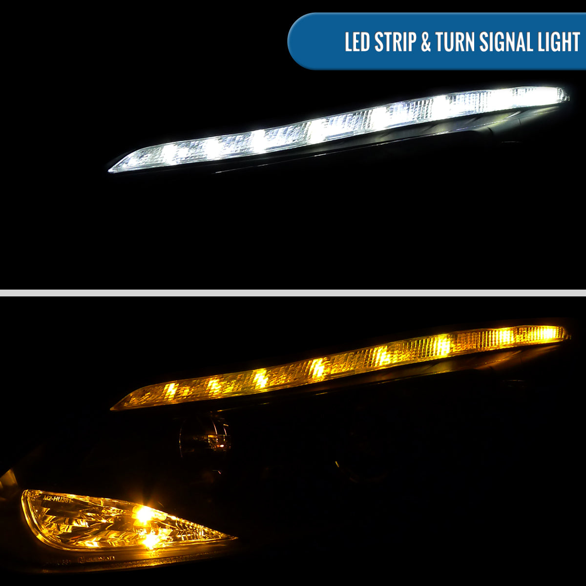 Ronnin - Se adapta a Ford Focus 2012-2014, par de faros delanteros con proyector de tubo LED de repuesto mejorados | Negro