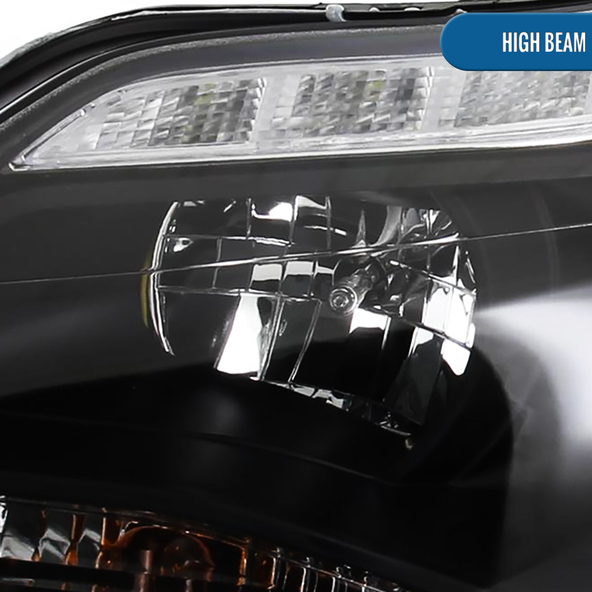 Ronnin - Se adapta a Ford Focus 2012-2014, par de faros delanteros con proyector de tubo LED de repuesto mejorados | Negro