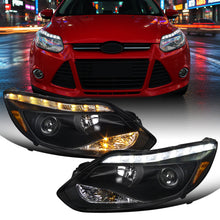 Ronnin - Se adapta a Ford Focus 2012-2014, par de faros delanteros con proyector de tubo LED de repuesto mejorados | Negro