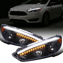 Ronnin - 2015-2018 Ford Focus Upgrade Assembly LED Sequential Turn Signals Projector Headlights Pair | Gloss Black