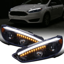Ronnin - 2015-2018 Ford Focus Upgrade Assembly LED Sequential Turn Signals Projector Headlights Pair | Black Smoke