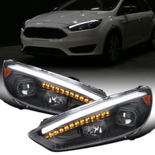 Ronnin - 2015-2018 Ford Focus Upgrade Assembly LED Sequential Turn Signals Projector Headlights Pair | Black
