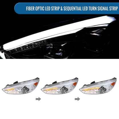 Ronnin - 2015-2018 Ford Focus Upgrade Assembly LED Sequential Turn Signals Projector Headlights Pair | Chrome