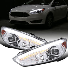 Ronnin - 2015-2018 Ford Focus Upgrade Assembly LED Sequential Turn Signals Projector Headlights Pair | Chrome