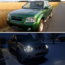 Ronnin - Fits 2001-2004 Nissan Frontier Upgrade Replacement LED Halo Rims Projector Headlights Assembly Pair | Chrome