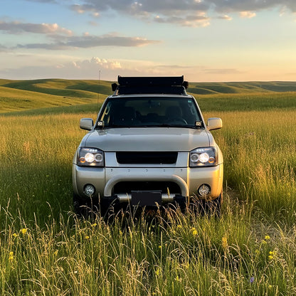 Ronnin - Fits 2001-2004 Nissan Frontier Upgrade Replacement LED Halo Rims Projector Headlights Assembly Pair | Black