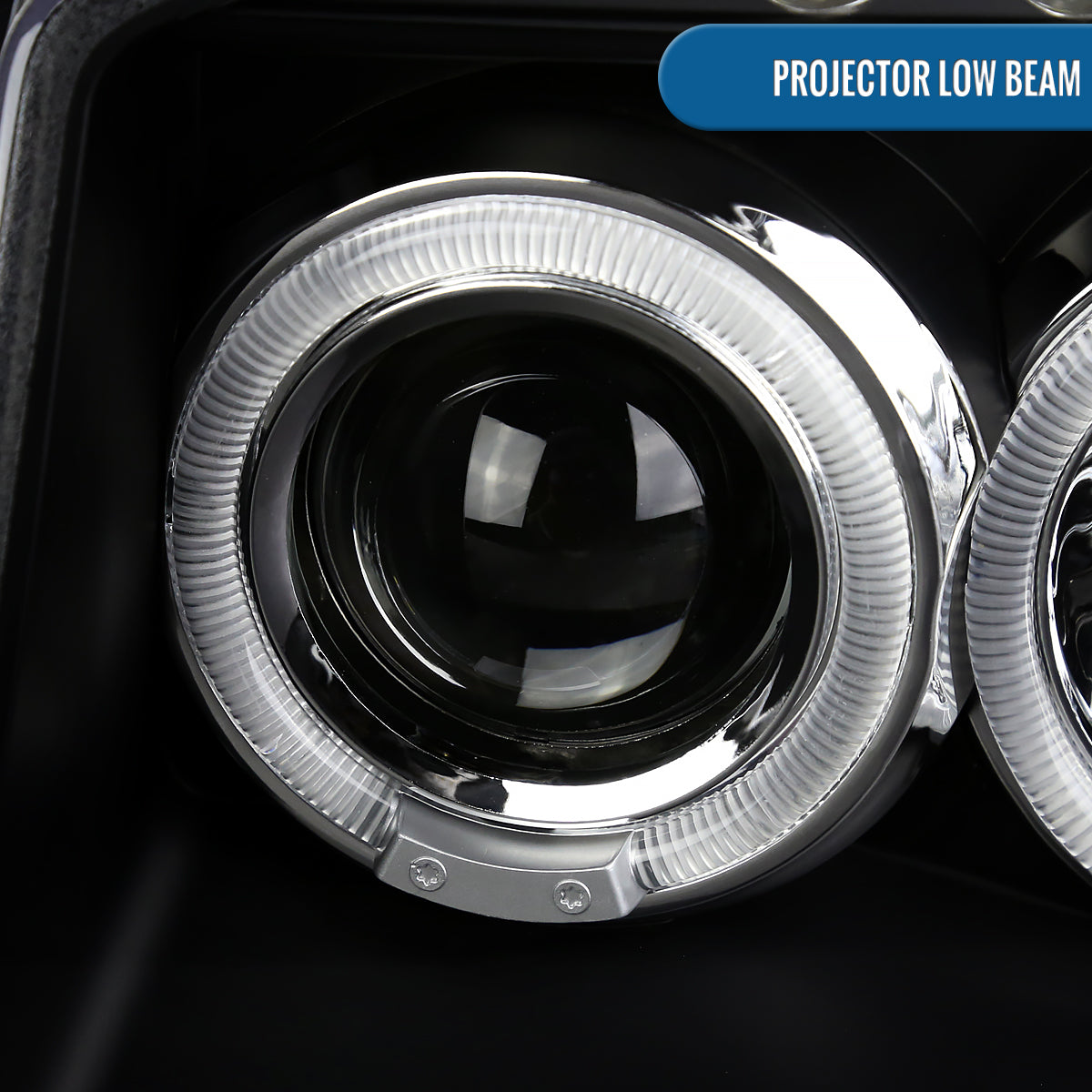 Ronnin - Fits 2001-2004 Nissan Frontier Upgrade Replacement LED Halo Rims Projector Headlights Assembly Pair | Black