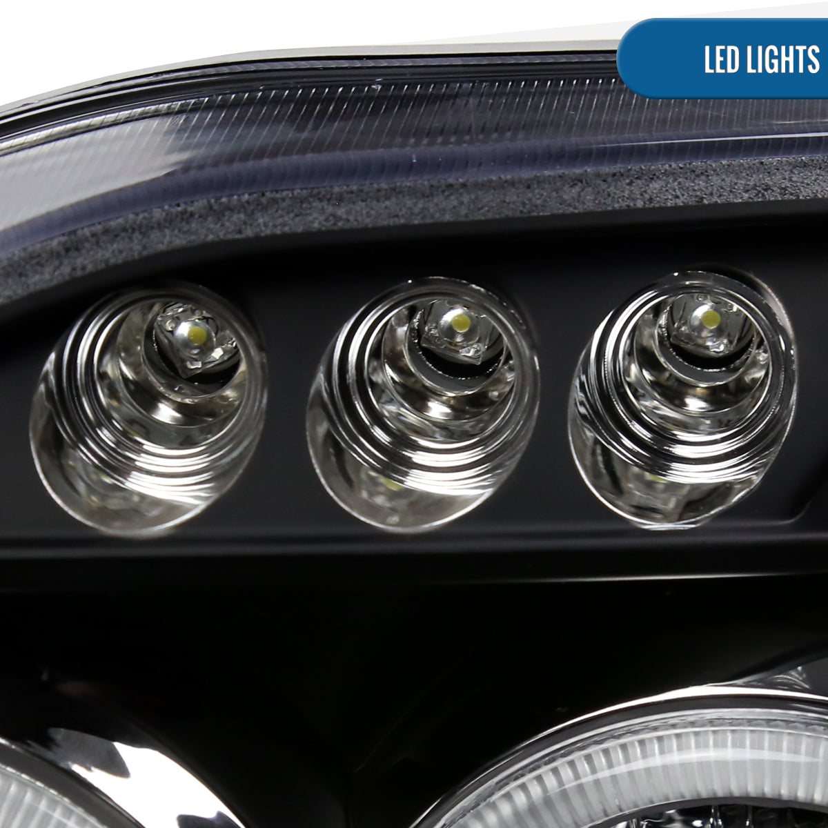 Ronnin - Fits 2001-2004 Nissan Frontier Upgrade Replacement LED Halo Rims Projector Headlights Assembly Pair | Black