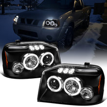 Ronnin - Fits 2001-2004 Nissan Frontier Upgrade Replacement LED Halo Rims Projector Headlights Assembly Pair | Black