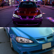 Ronnin - Fits 1999-2005 Pontiac Grand AM Upgrade Replacement LED Dual Rims Projector Headlights Assembly Pair | Chrome