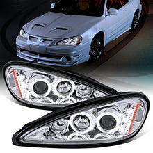 Ronnin - Fits 1999-2005 Pontiac Grand AM Upgrade Replacement LED Dual Rims Projector Headlights Assembly Pair | Chrome