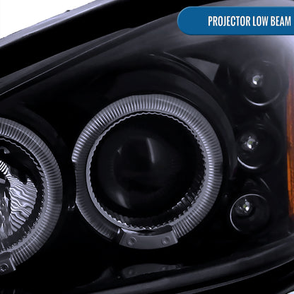 Ronnin - Fits 1999-2005 Pontiac Grand AM Upgrade Replacement LED Dual Rims Projector Headlights Assembly Pair | Black Smoke