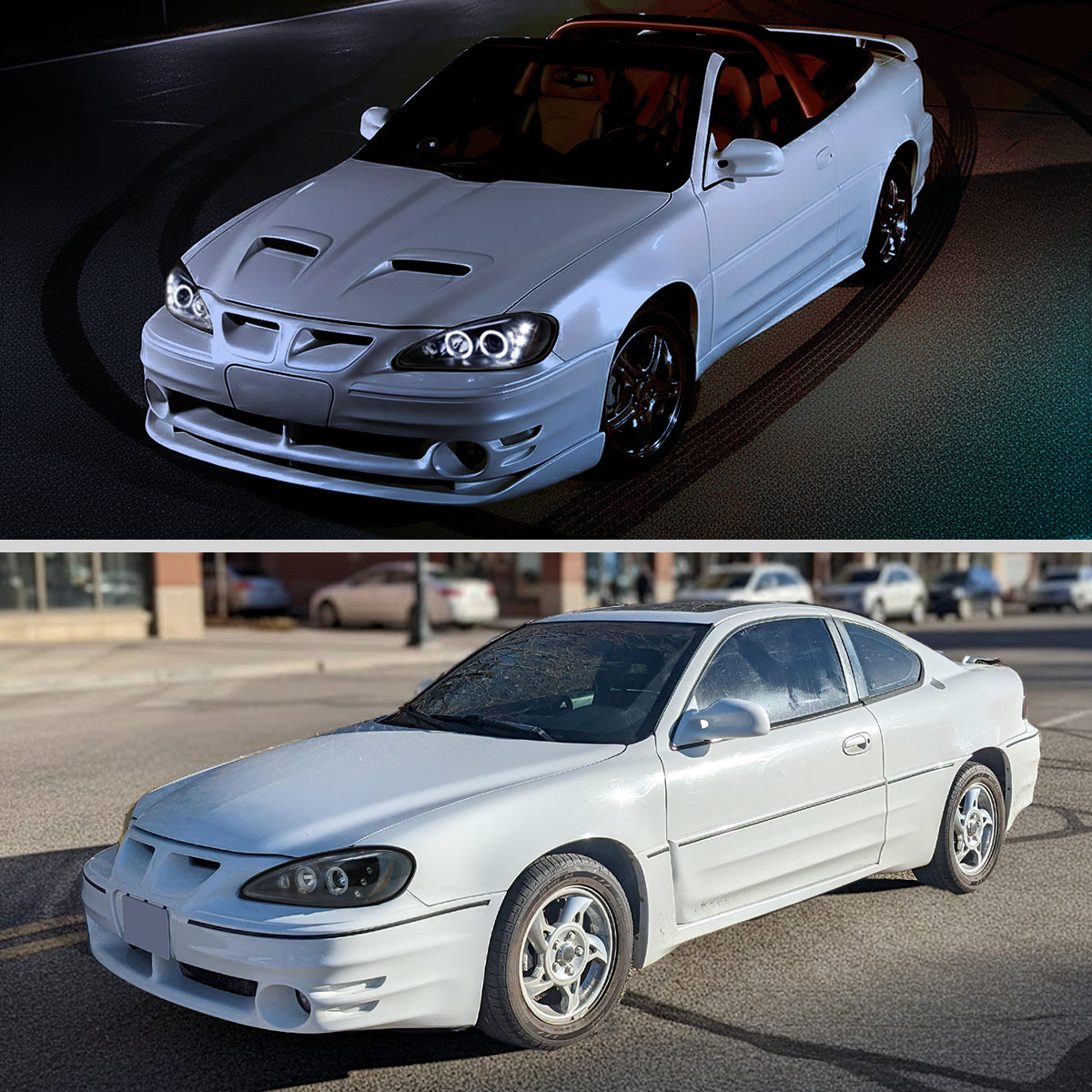 Ronnin - Fits 1999-2005 Pontiac Grand AM Upgrade Replacement LED Dual Rims Projector Headlights Assembly Pair | Black