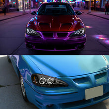 Ronnin - Fits 1999-2005 Pontiac Grand AM Upgrade Replacement LED Dual Rims Projector Headlights Assembly Pair | Black