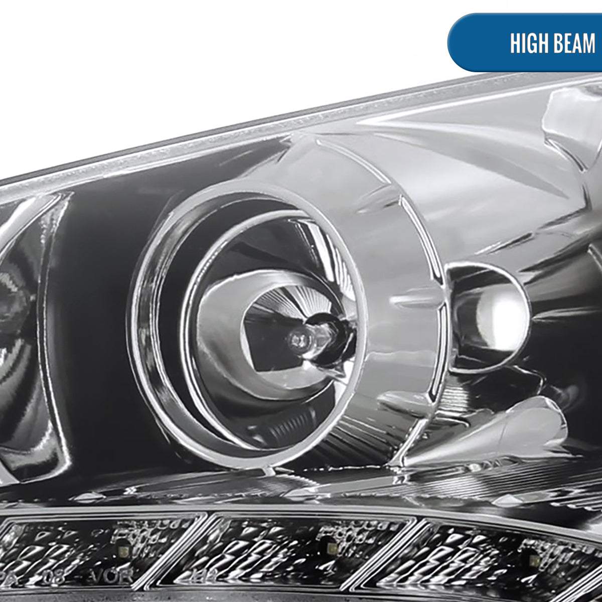 Ronnin - Fits 2010-2012 Hyundai Genesis Coupe LED Running Lights Projector Halogen Headlights Replacement Assembly Pair | Chrome