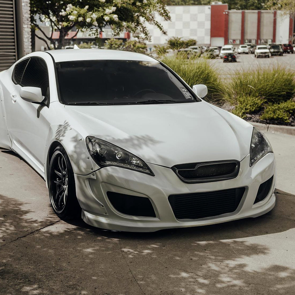 Ronnin - Fits 2010-2012 Hyundai Genesis Coupe LED Running Lights Projector Halogen Headlights Replacement Assembly Pair | Gloss Black